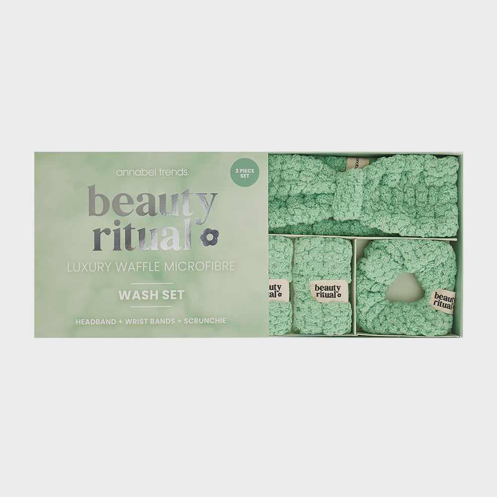 BEAUTY RITUAL LUXURY WAFFLE WASH SET - MOSS