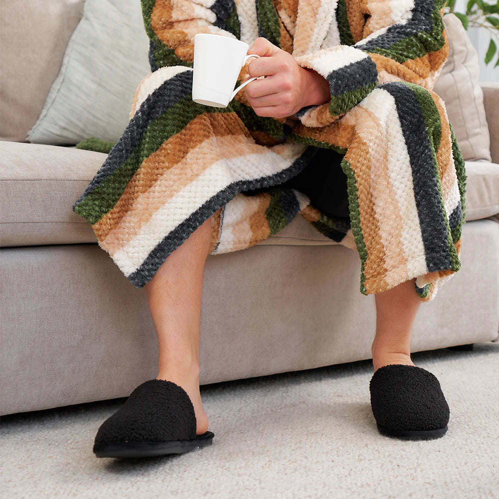 MENS COSY SLIPPER - BLACK M/L