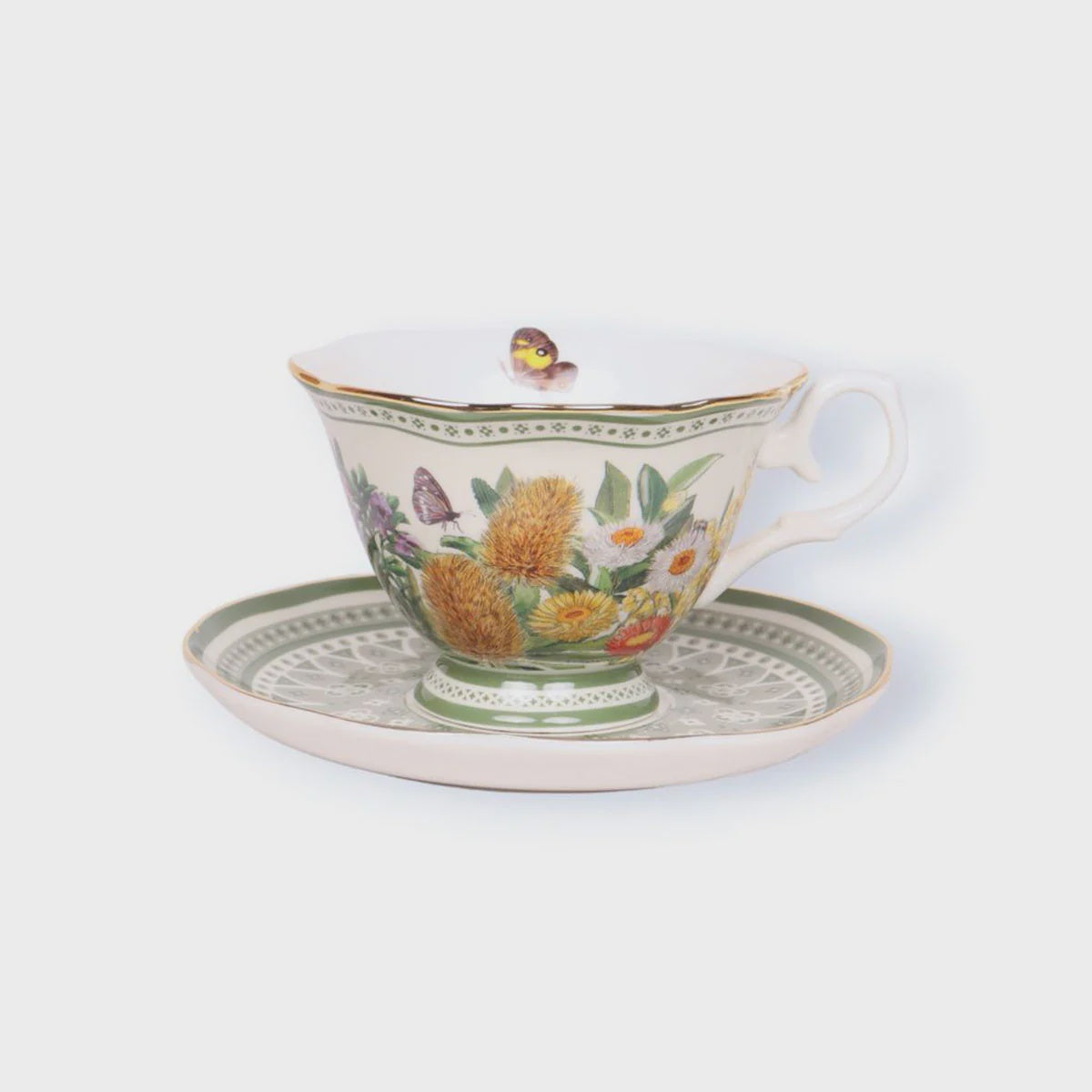 Tea Cup &amp; Saucer Botanical Blooms