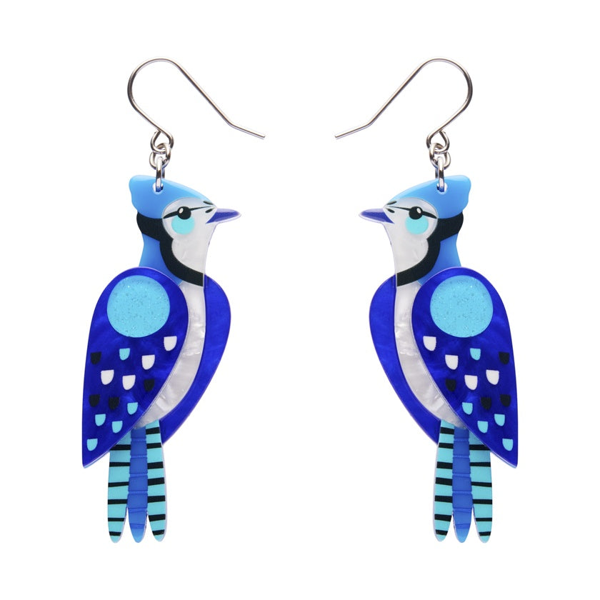 The Boisterous Blue Jay Drop Earrings