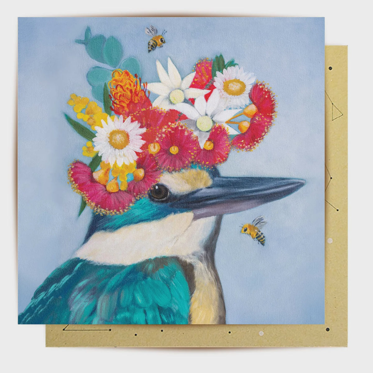 Floral Kingfisher Greeting Card