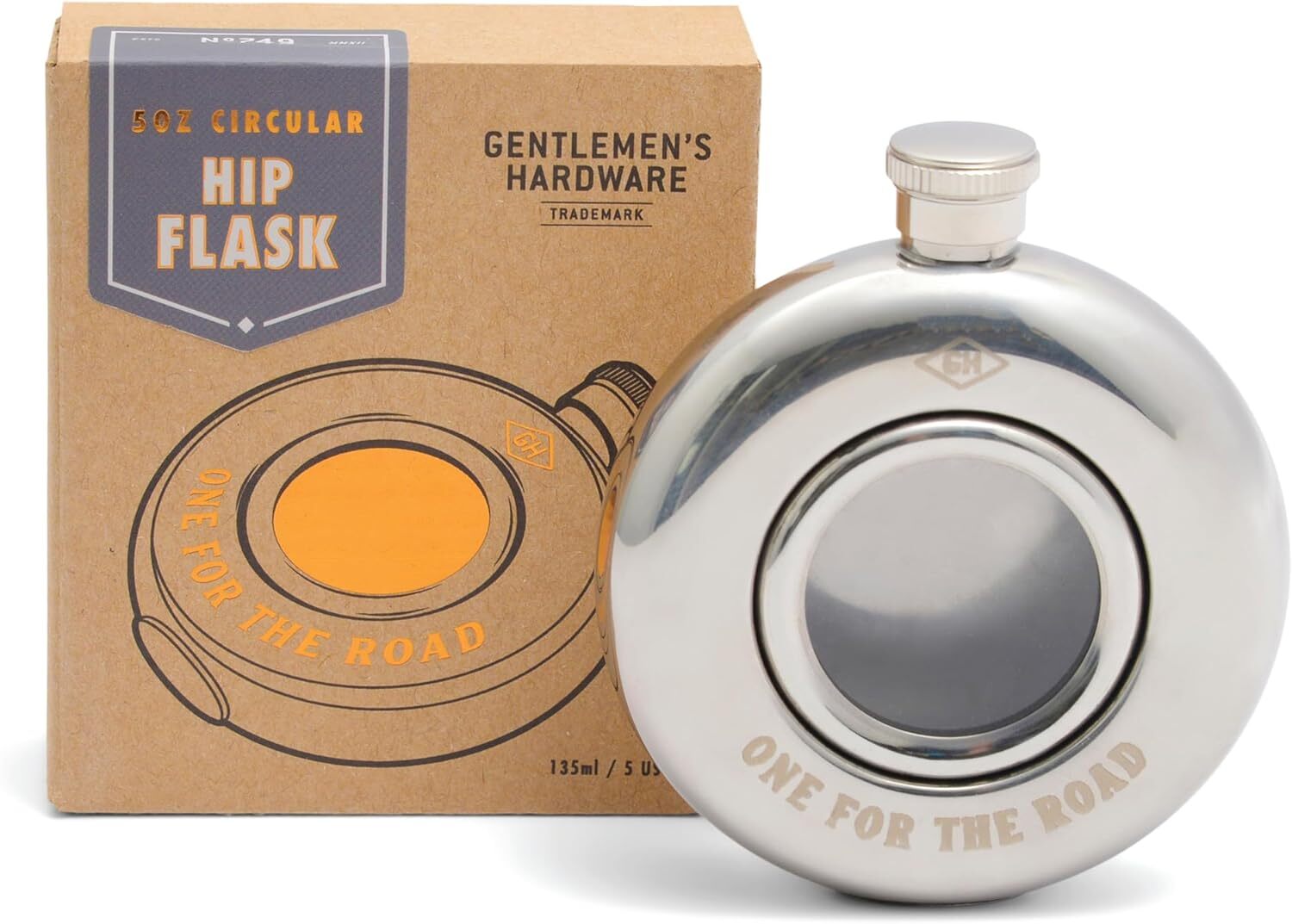 Silver Hip Flask with engraving saying one for the road