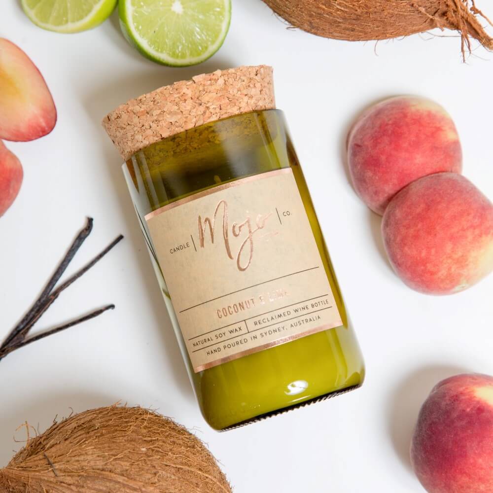 Coconut &amp; Lime - Reclaimed Wine Bottle Candle