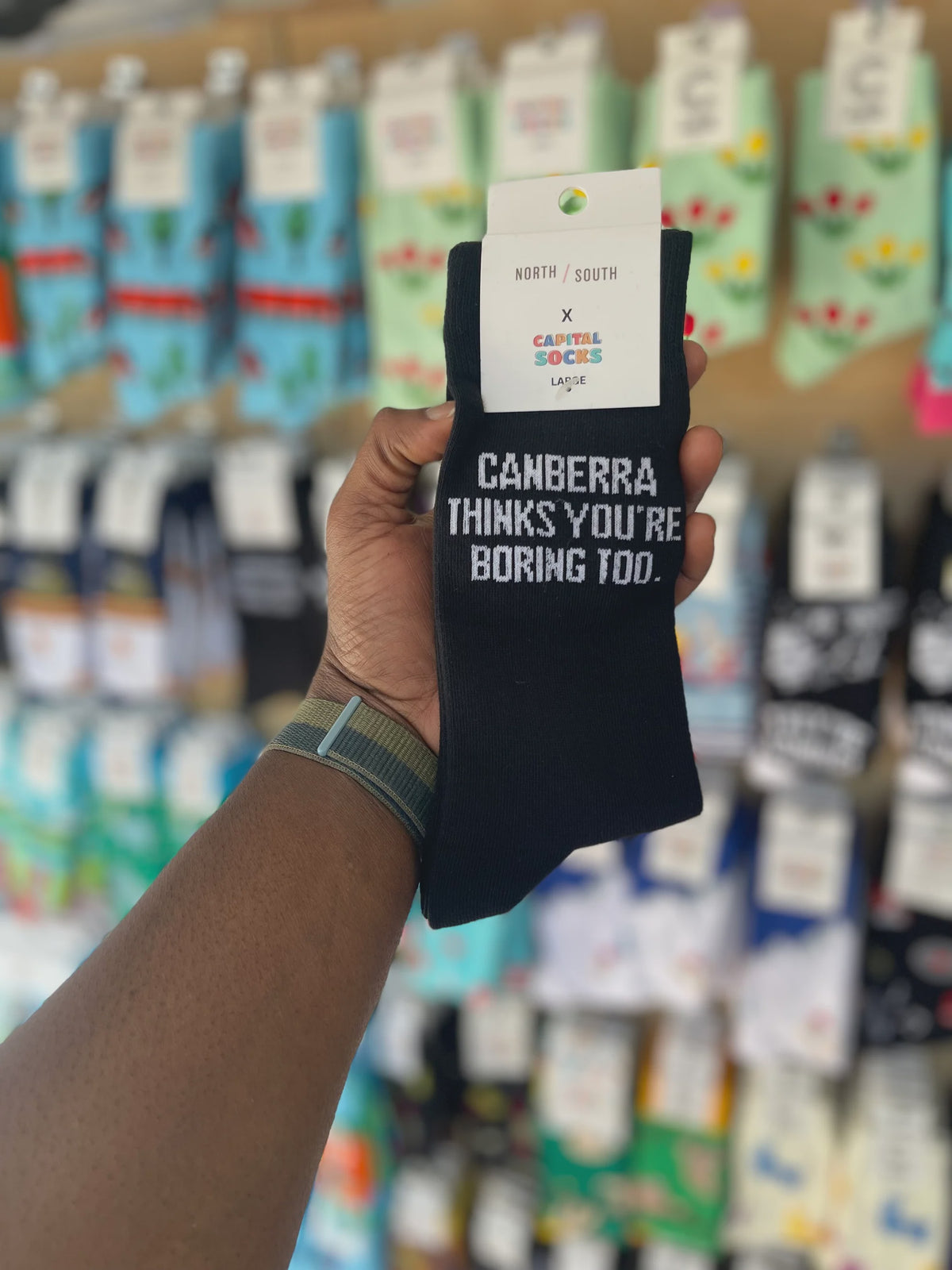 Canberra Thinks You&#39;re Boring Too SOCKS