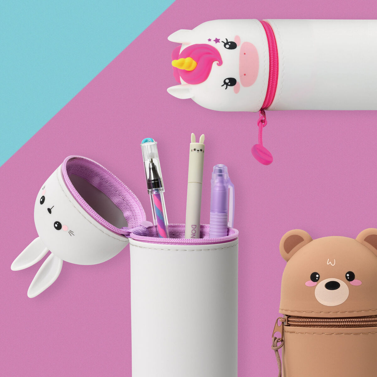 Kawaii - 2-In-1 Soft Siliconepencil Case - Unicorn