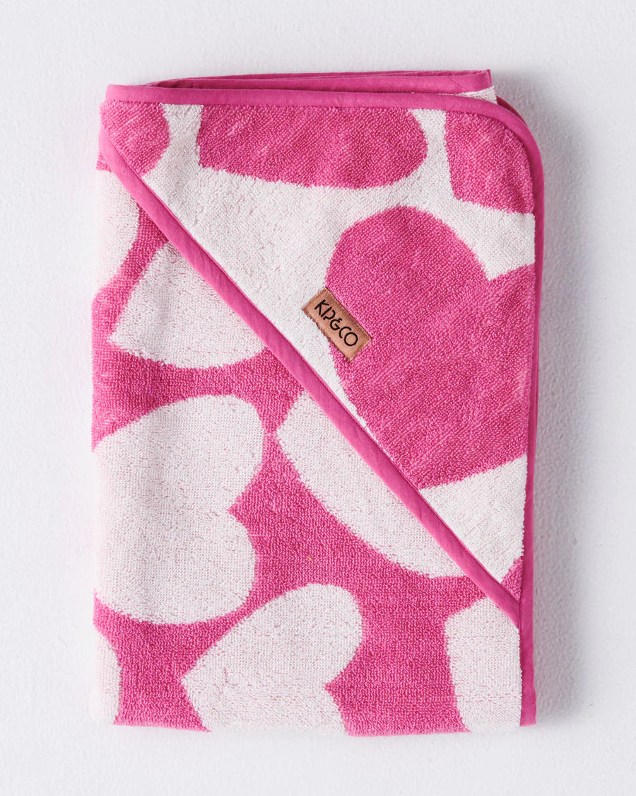 Big Hearted Pink Terry Baby Towel One Size