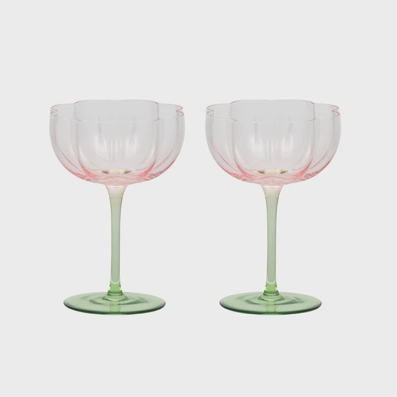 Lotti Tulip Coupe Glass Pink/Green