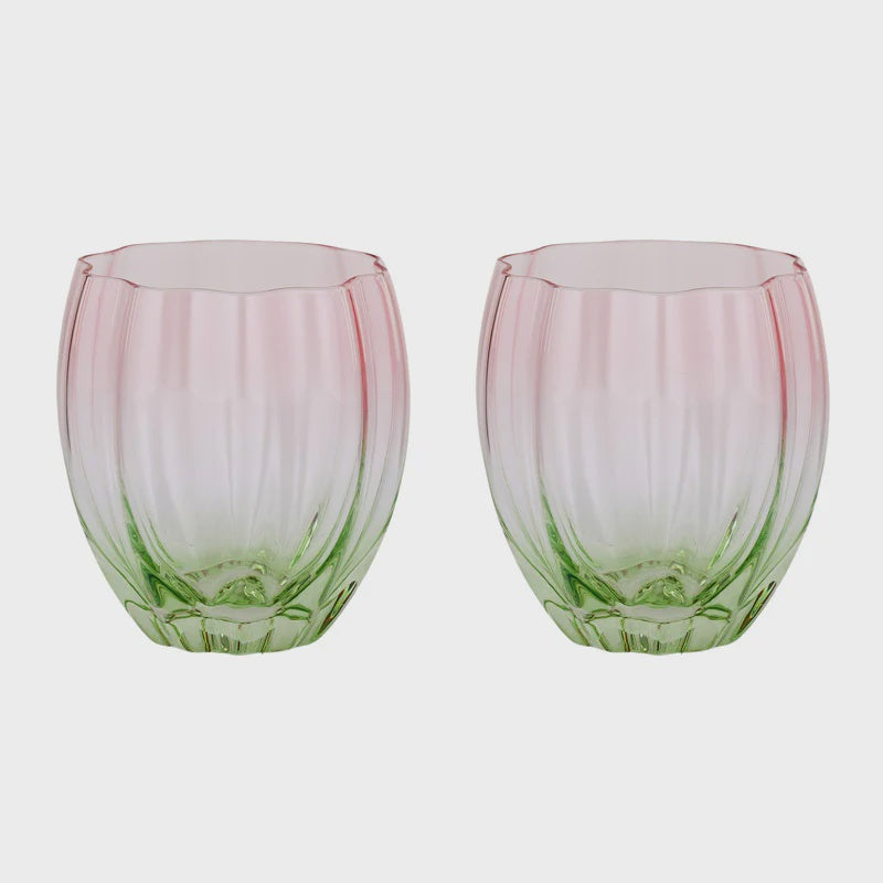 Lotti  Tulip Tumbler Glass Pink/Green
