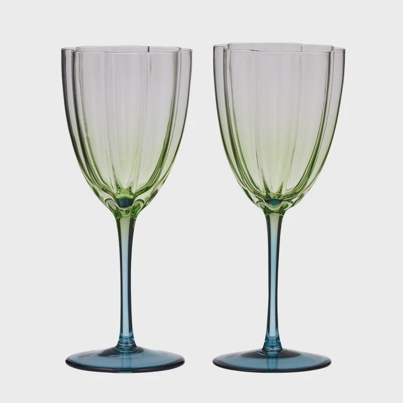 Lotti Tulip Wine Glass -  Green/Blue