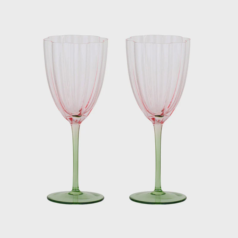 Lotti Tulip Wine Glass Pink/Green