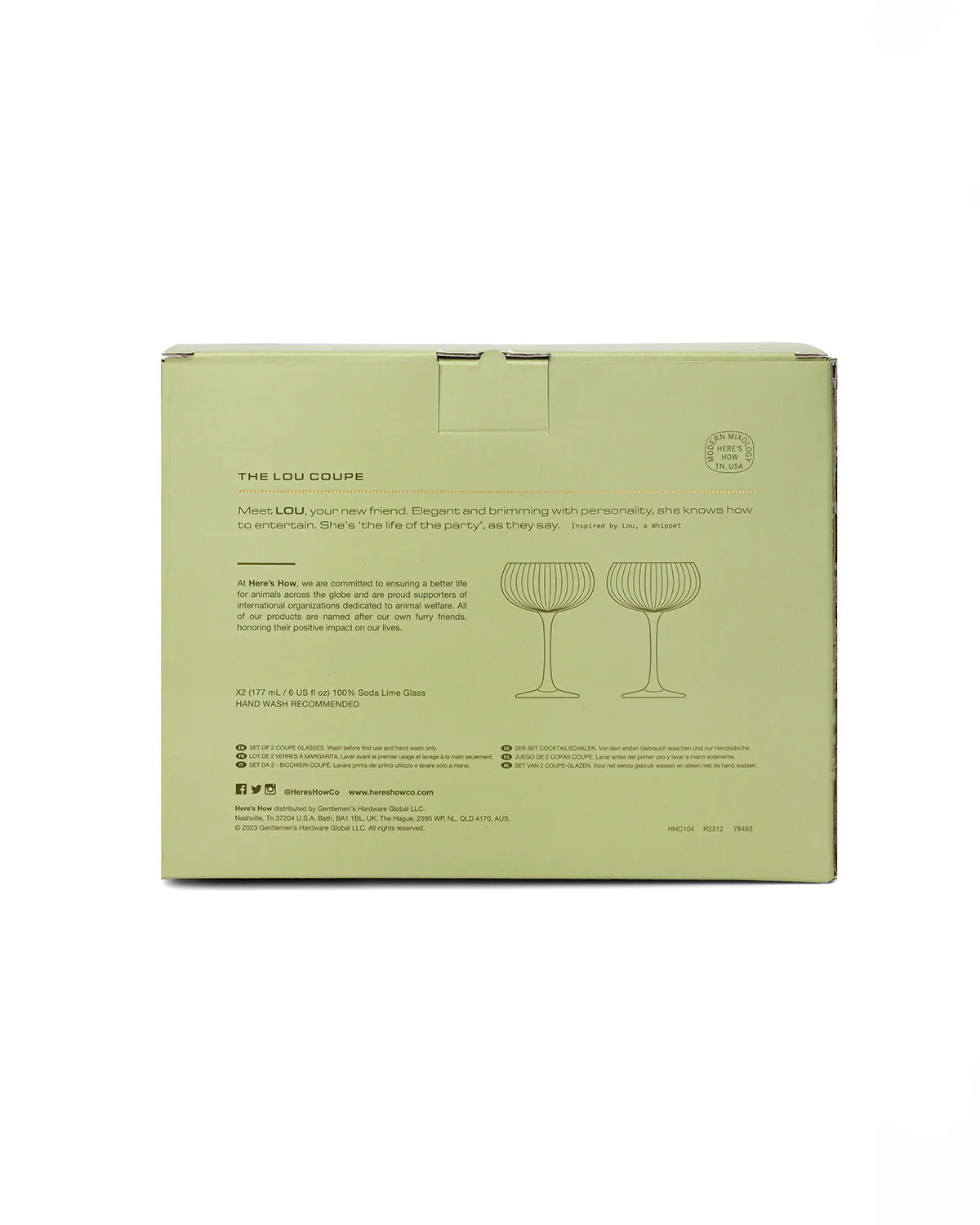 The Lou Coupe Glass - Set of 2 Olive