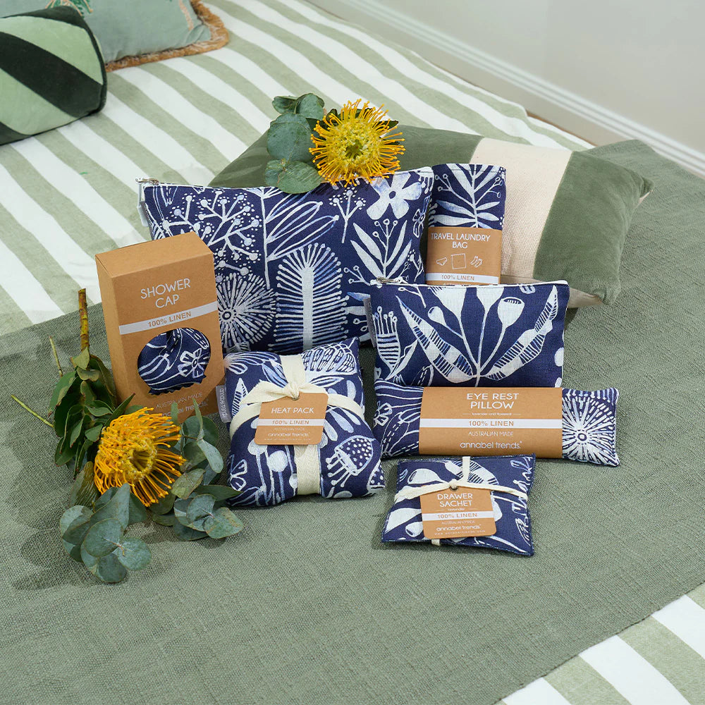 LINEN COSMETIC BAG SMALL - NAVY NATIVES
