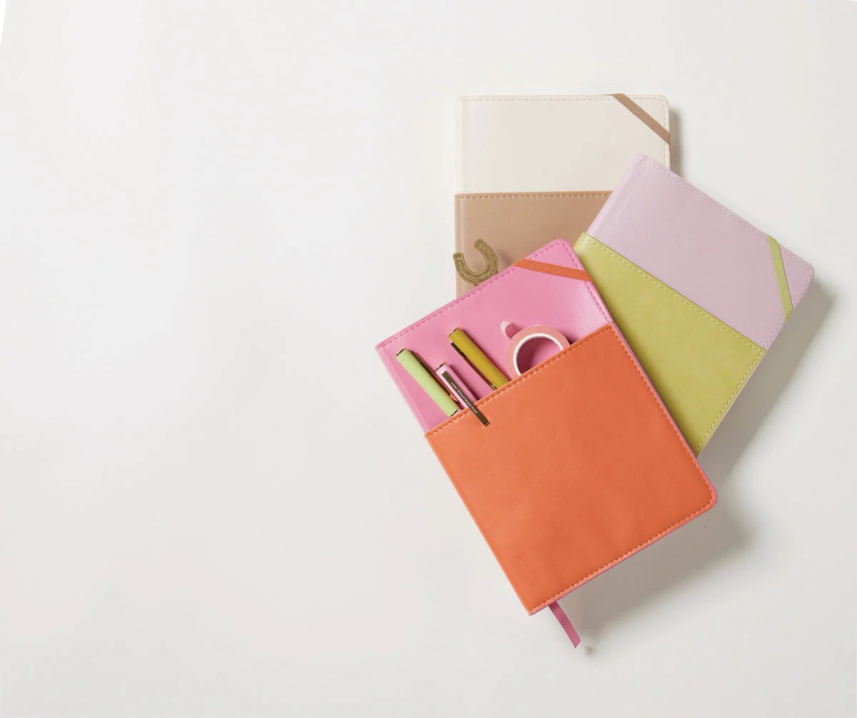 Vegan Leather Pocket Journal - Burgandy &amp; Pink