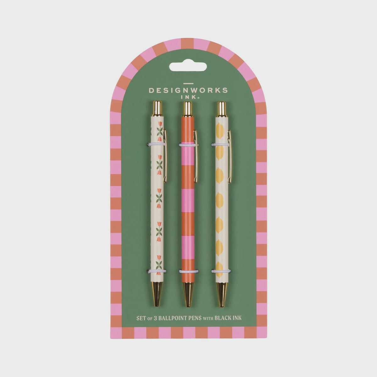 A Dopo Set of 3 Pens - Flower, Stripe, Lemon