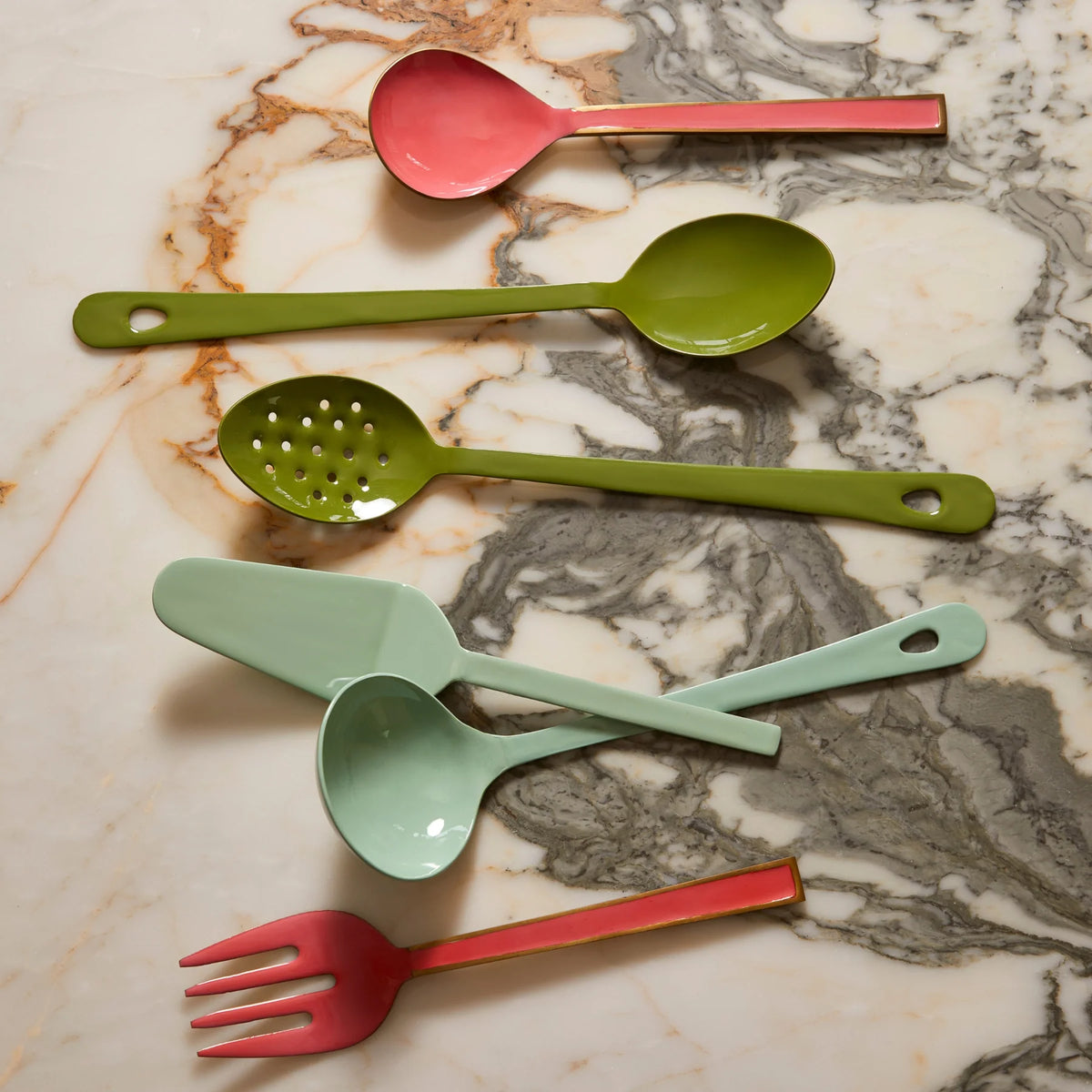 Bonnie &amp; Neil - Enamel Candy Pink Salad Servers