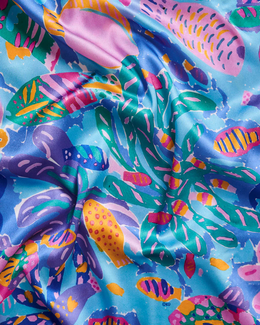 Kip&amp;Co x Ken Done Reef Garden Satin Robe