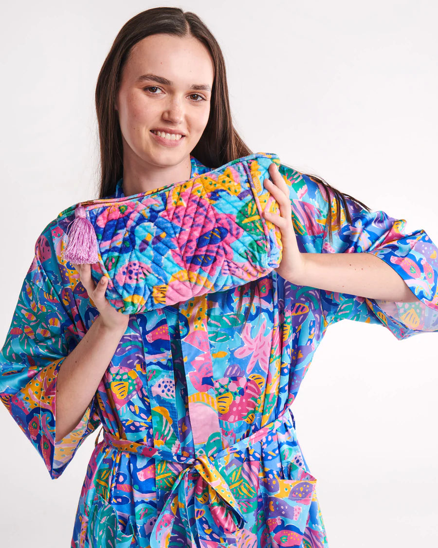 Kip&amp;Co x Ken Done Reef Garden Satin Robe