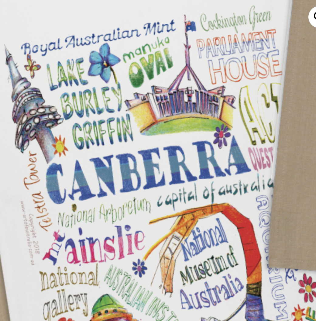 Tea Towel - Canberra Words