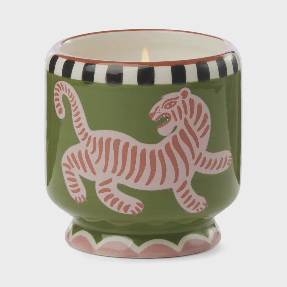 Tiger Ceramic Candle - Black Cedar &amp; Fig