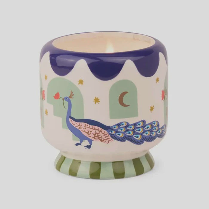 Peacock Ceramic Candle - Misted Lime