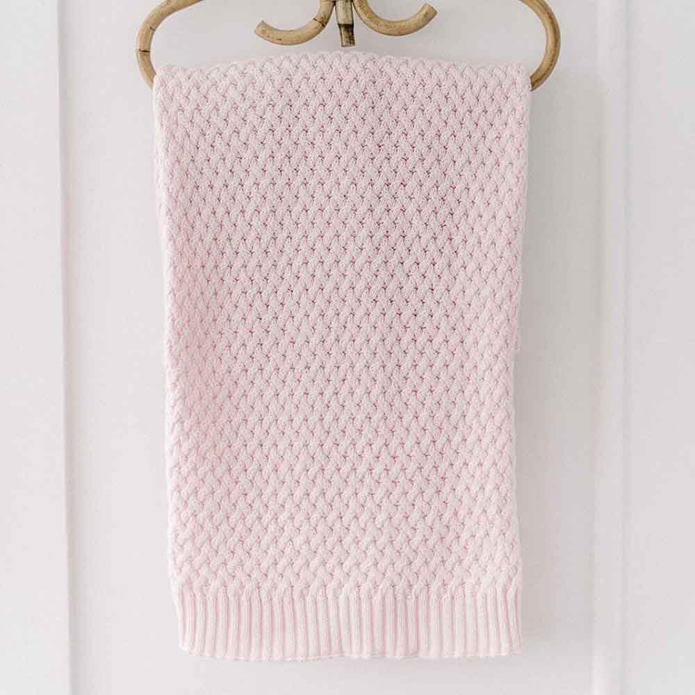 Diamond Knit Baby Blanket - Blush Pink