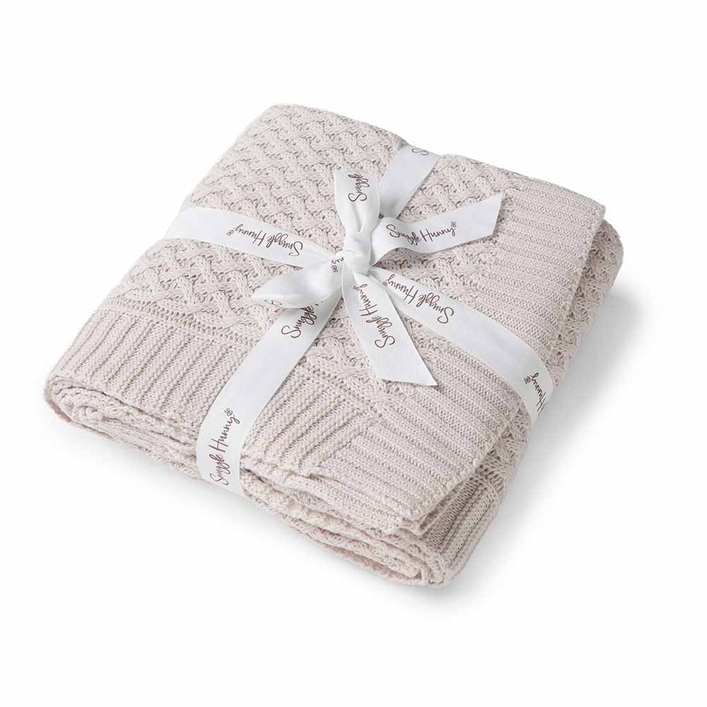 Diamond Knit Baby Blanket - Warm Grey
