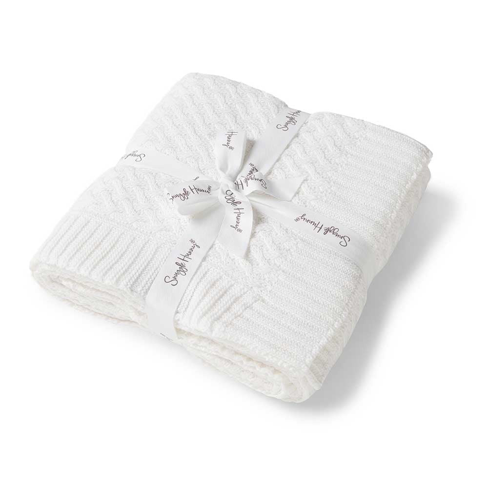 Diamond Knit Baby Blanket - White