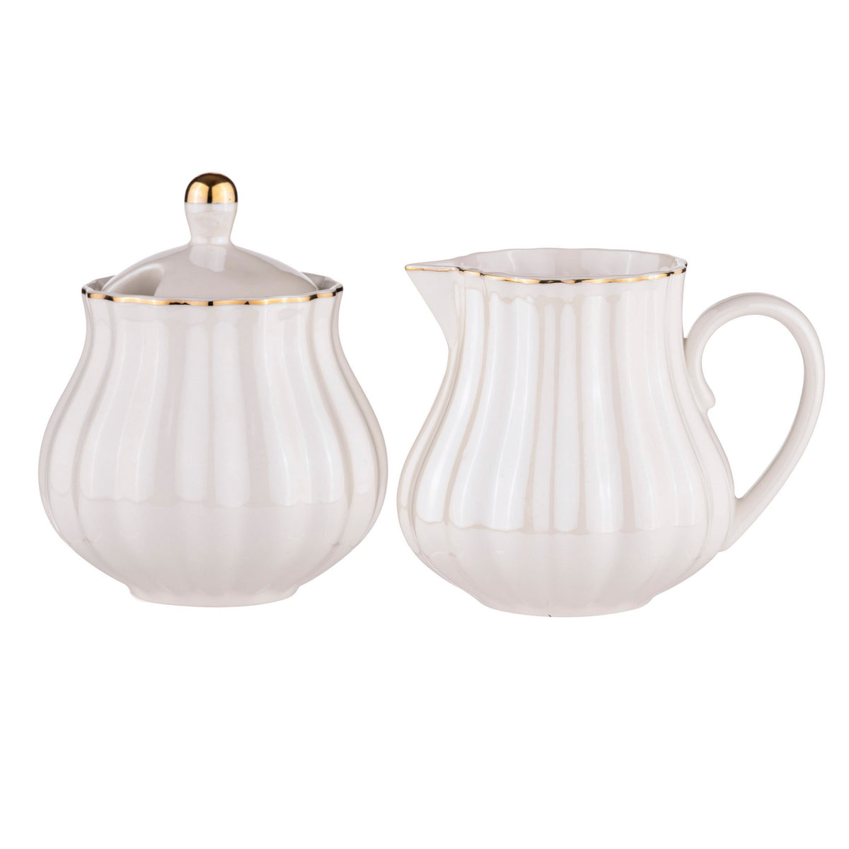 Parisienne Pearl White Creamer &amp; Sugar