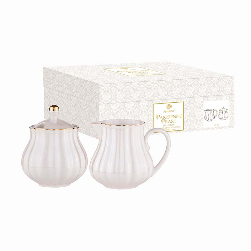 Parisienne Pearl White Creamer &amp; Sugar