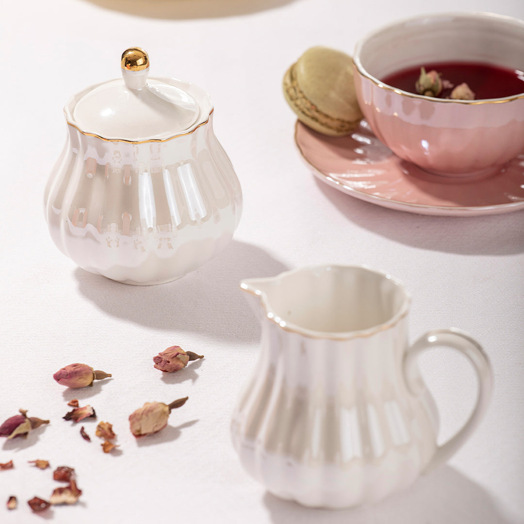 Parisienne Pearl White Creamer &amp; Sugar