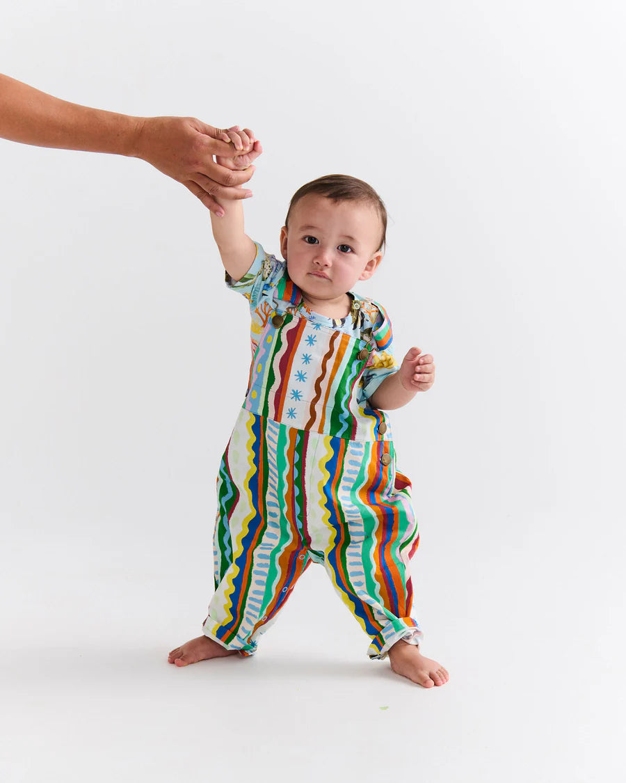 Beach Pattern Cotton Drill Overalls