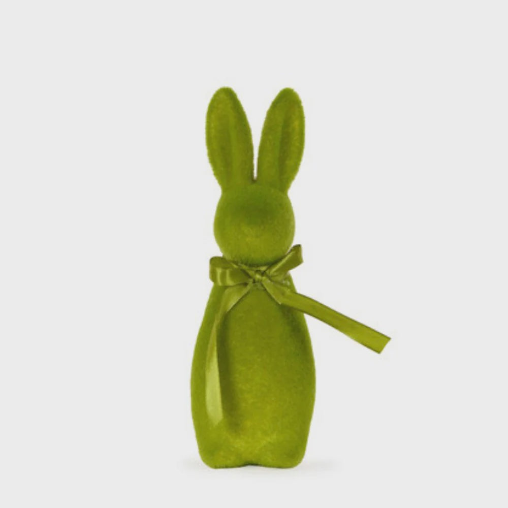 Flocked Green Rabbit -  Large