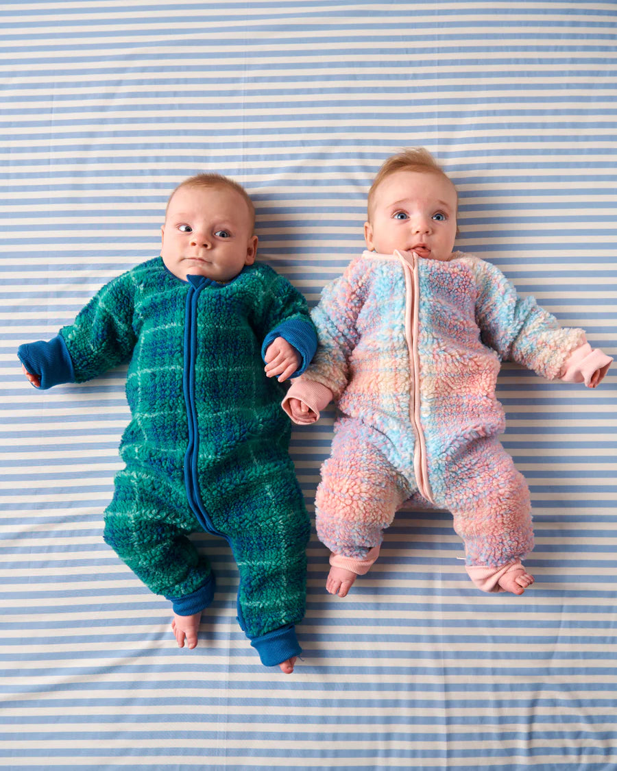 Pastel Dreams Tartan Sherpa Long Sleeve Zip Romper