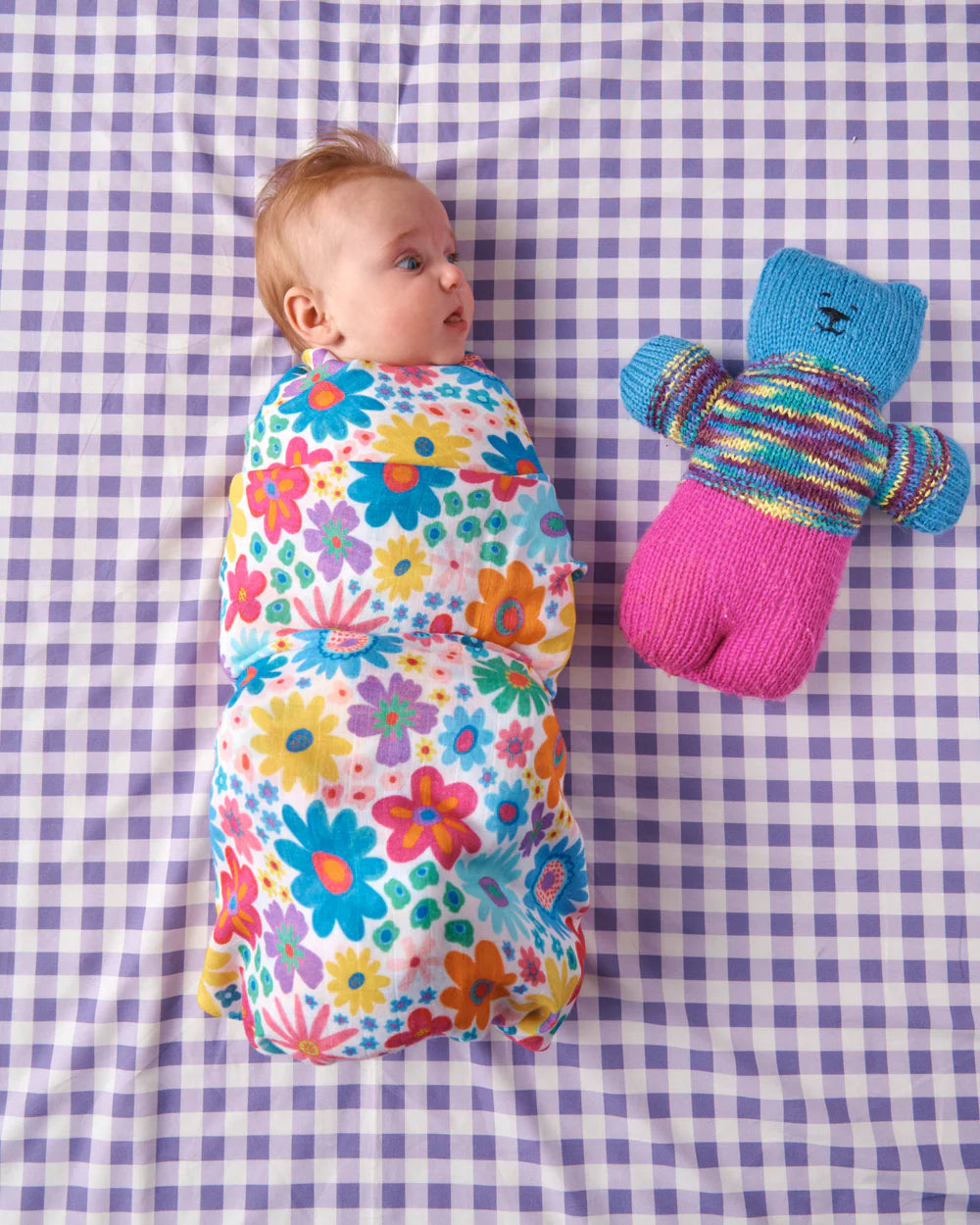Rainbow Flowers Bamboo Swaddle One Size