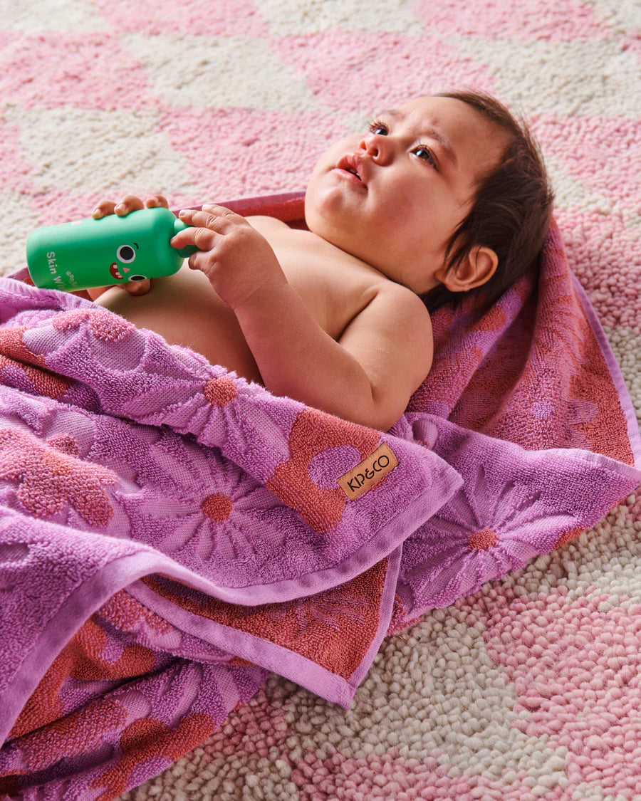Peach Fleur Terry Baby Towel One Size