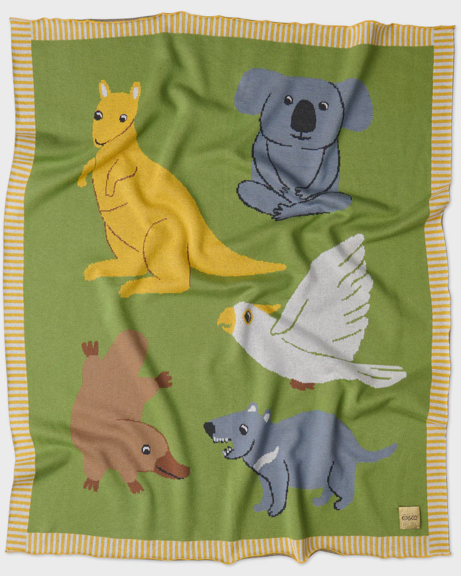 Home Among The Gum Trees Cotton Knitted Blanket One Size