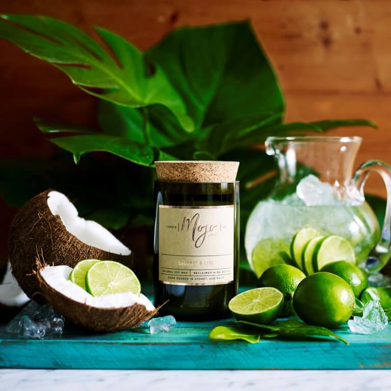 Coconut &amp; Lime - Reclaimed Wine Bottle Candle