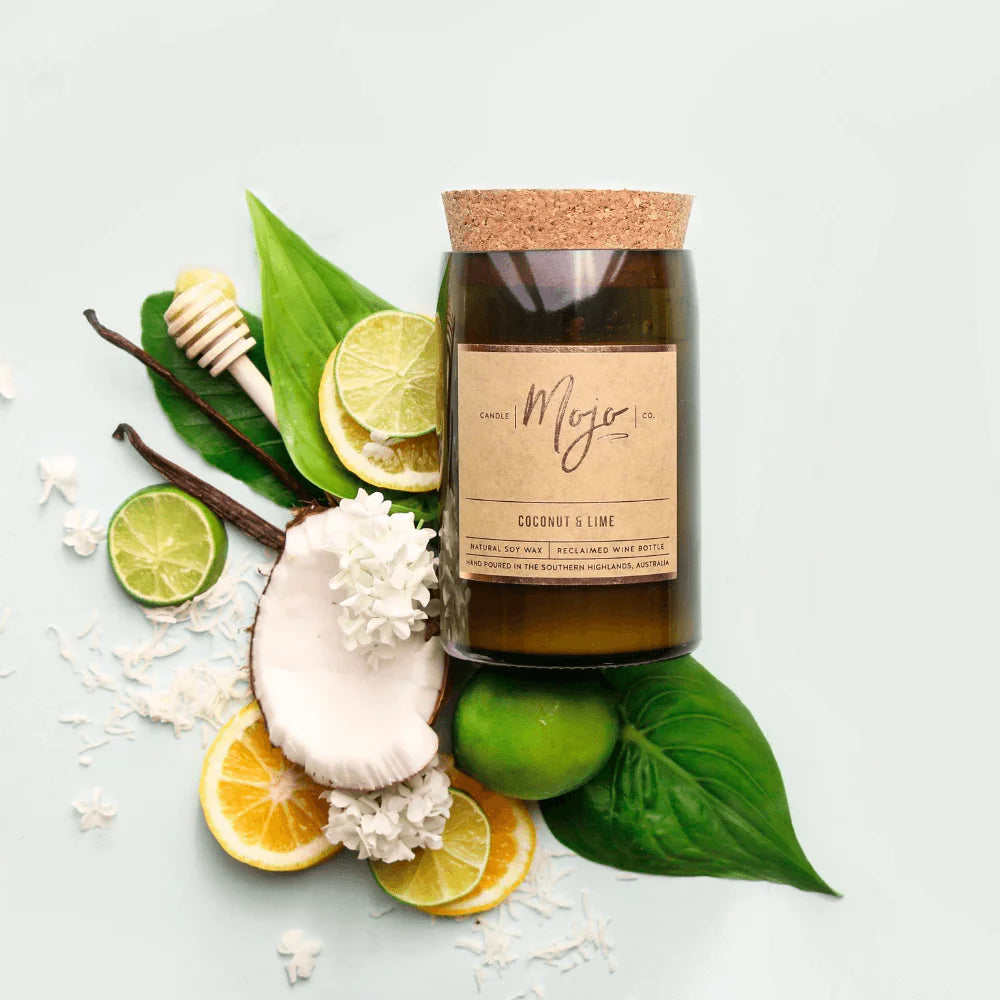 Coconut &amp; Lime - Reclaimed Wine Bottle Candle