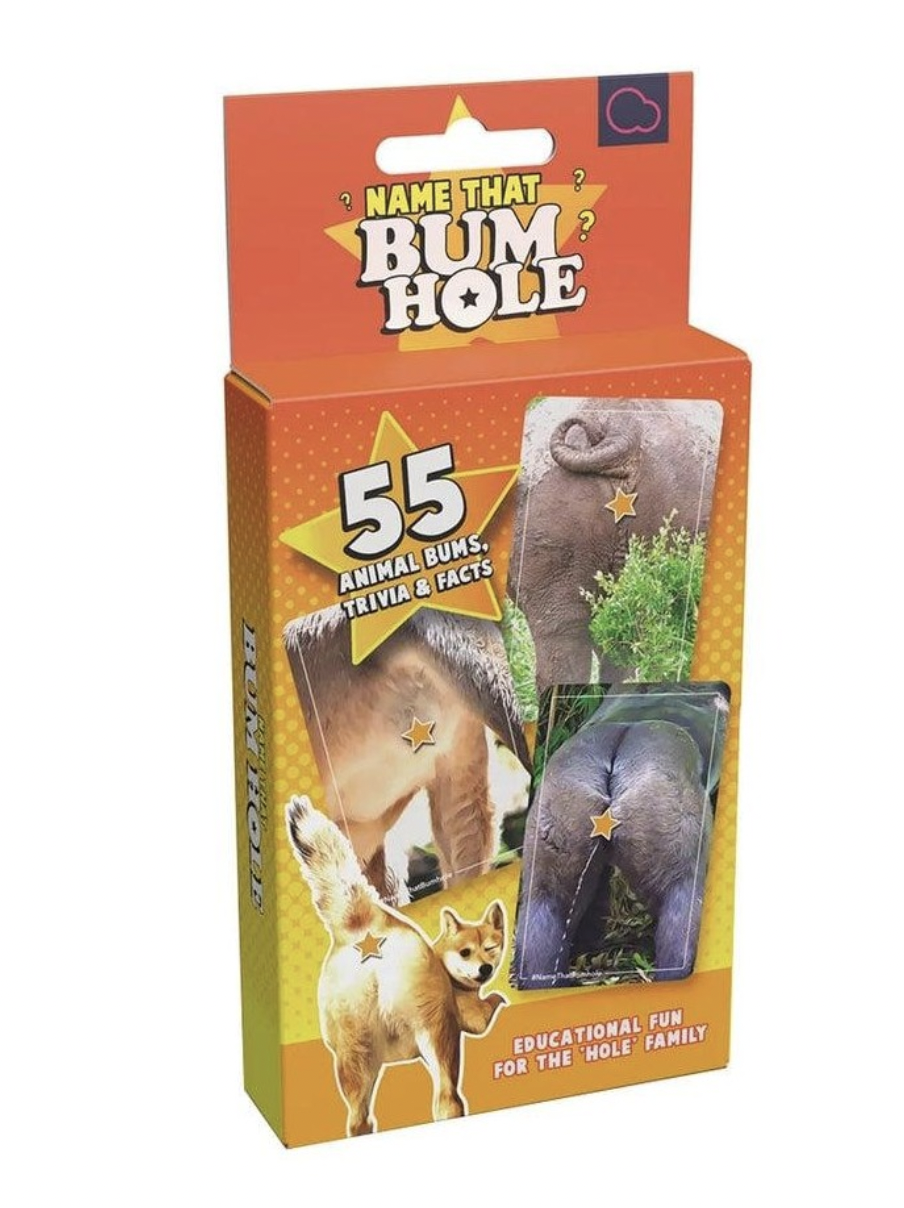 a 55 deck card game that shows different animals bums. learn about the animals that match the bums.