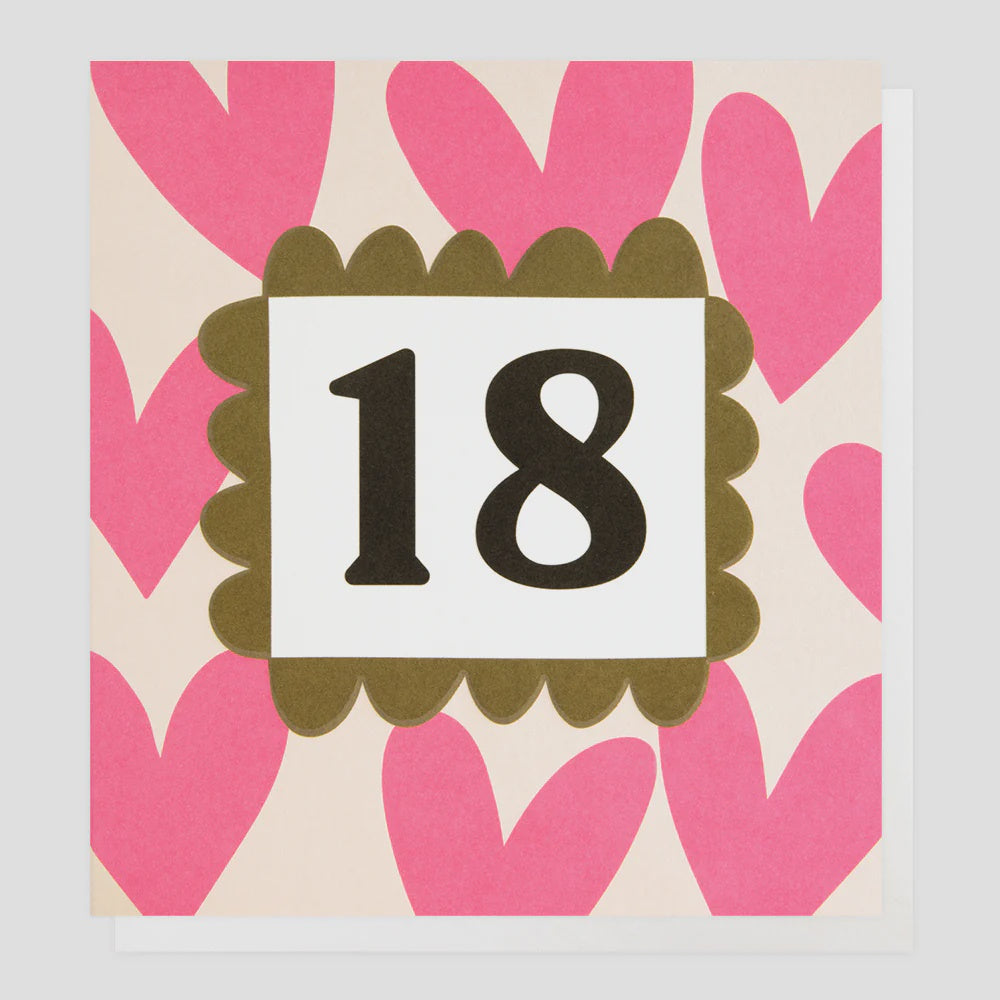 18th  Pink Hearts - Greeting Card