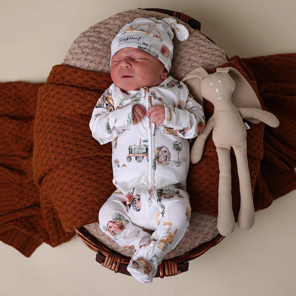 Diggers &amp; Tractors Organic Snuggle Sleepsuit Zip Footie