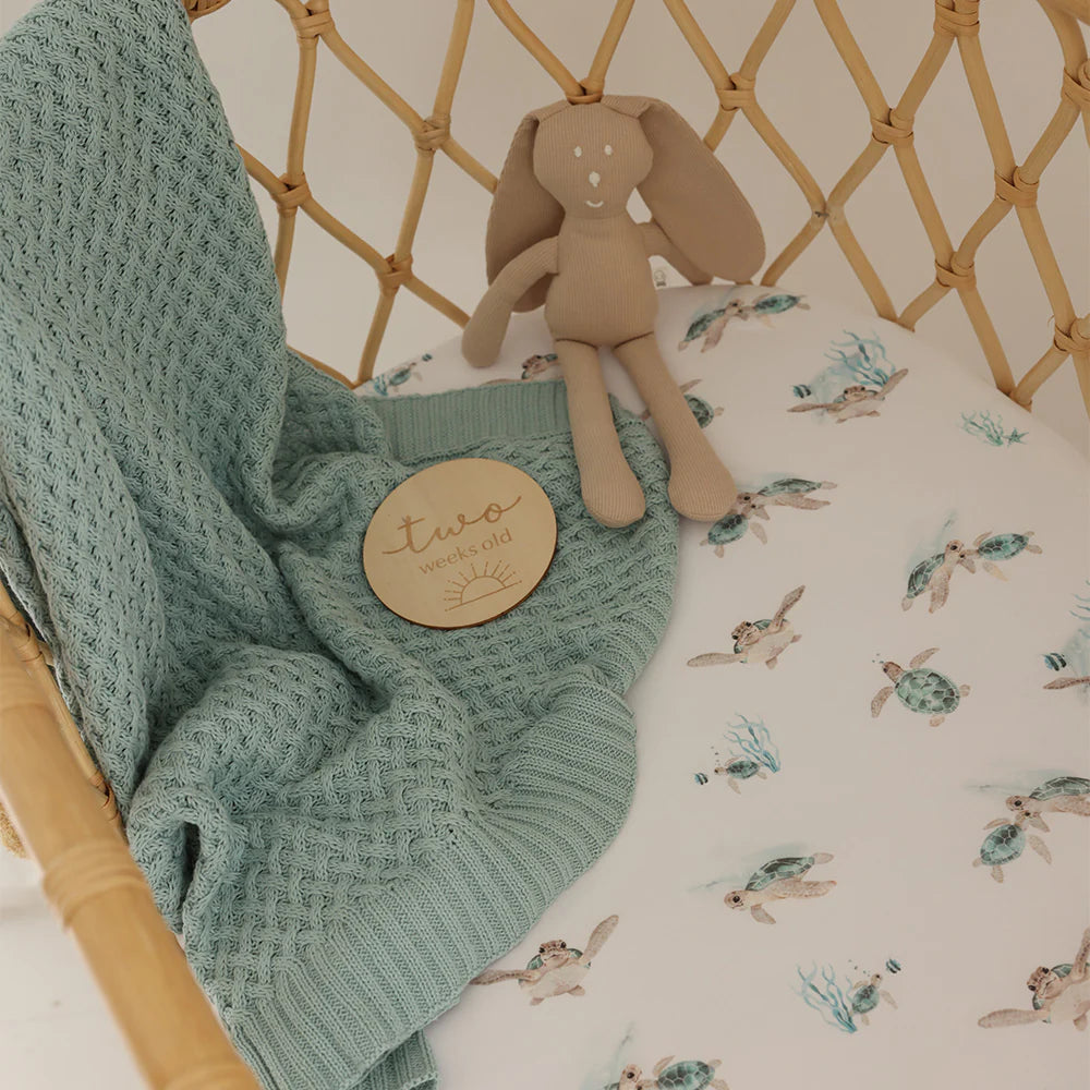 Diamond Knit Baby Blanket - Sage