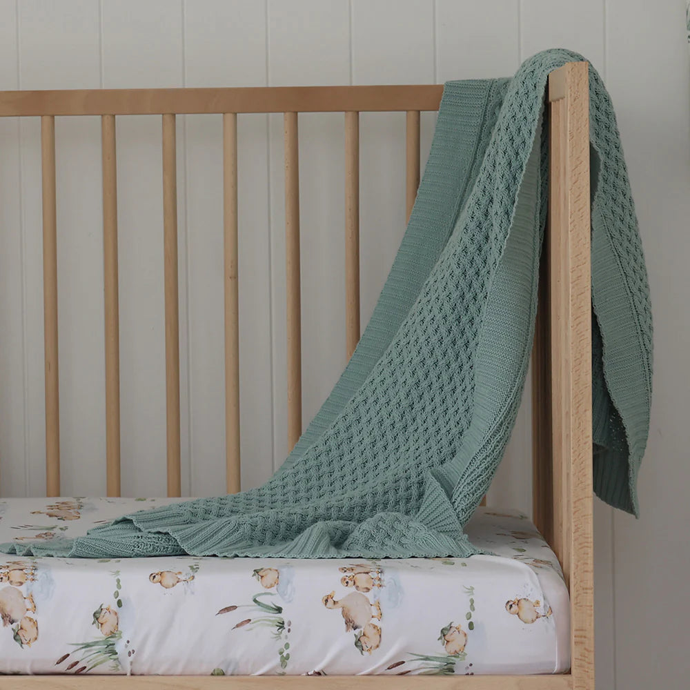 Diamond Knit Baby Blanket - Sage