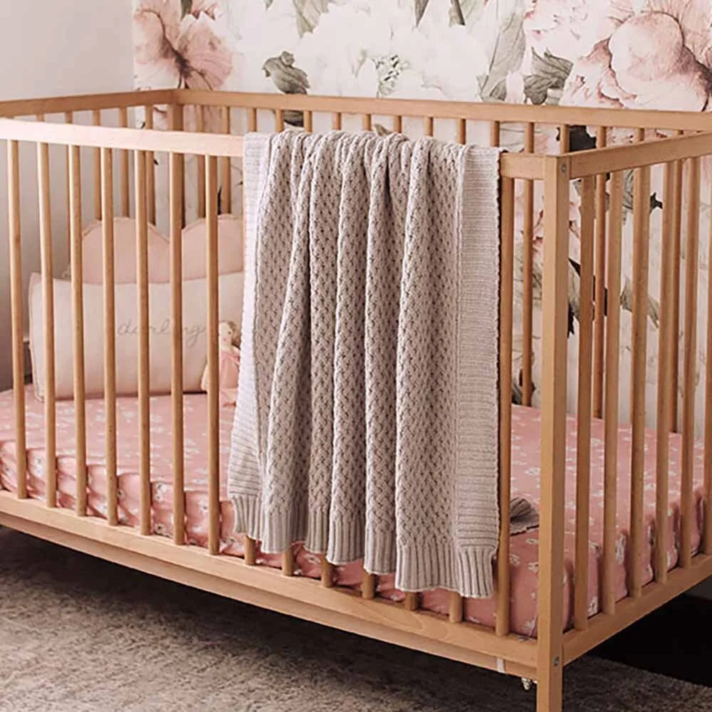 Diamond Knit Baby Blanket - Warm Grey