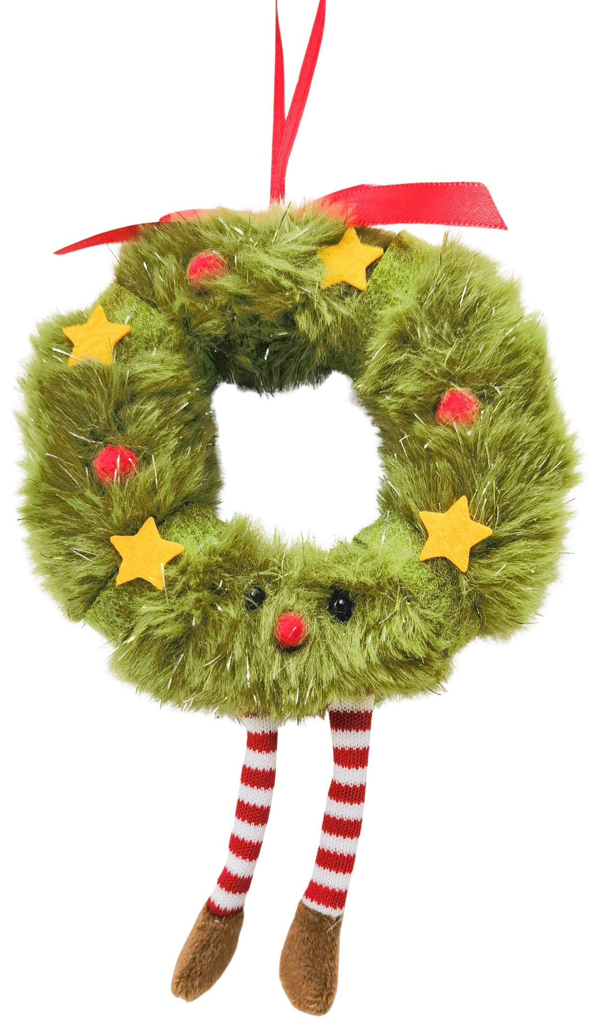 Fluffy Wreath Hanging Decoration Green