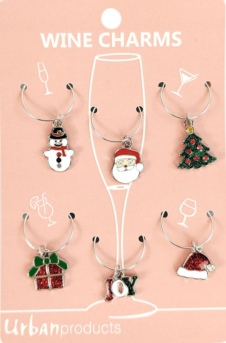Christmas Wine Charms Set 6