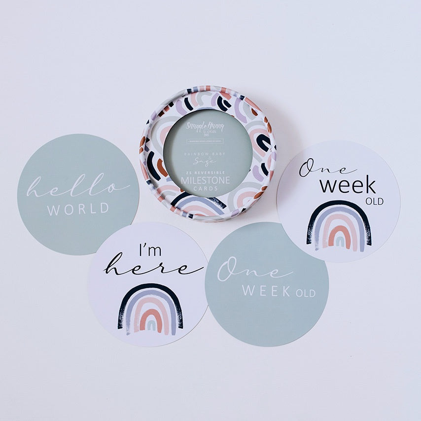 Rainbow Baby &amp; Sage Reversible Milestone Cards