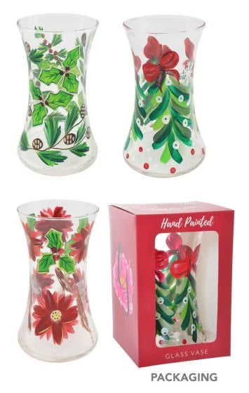 HAND PAINTED CHRISTMAS VASE