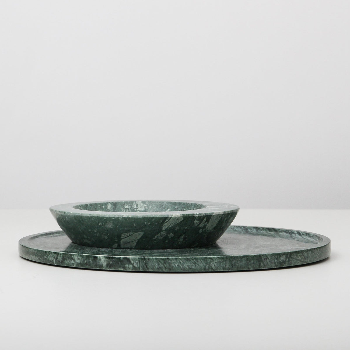 Axis Marble Bowl &amp; Platter Set - Green Marble