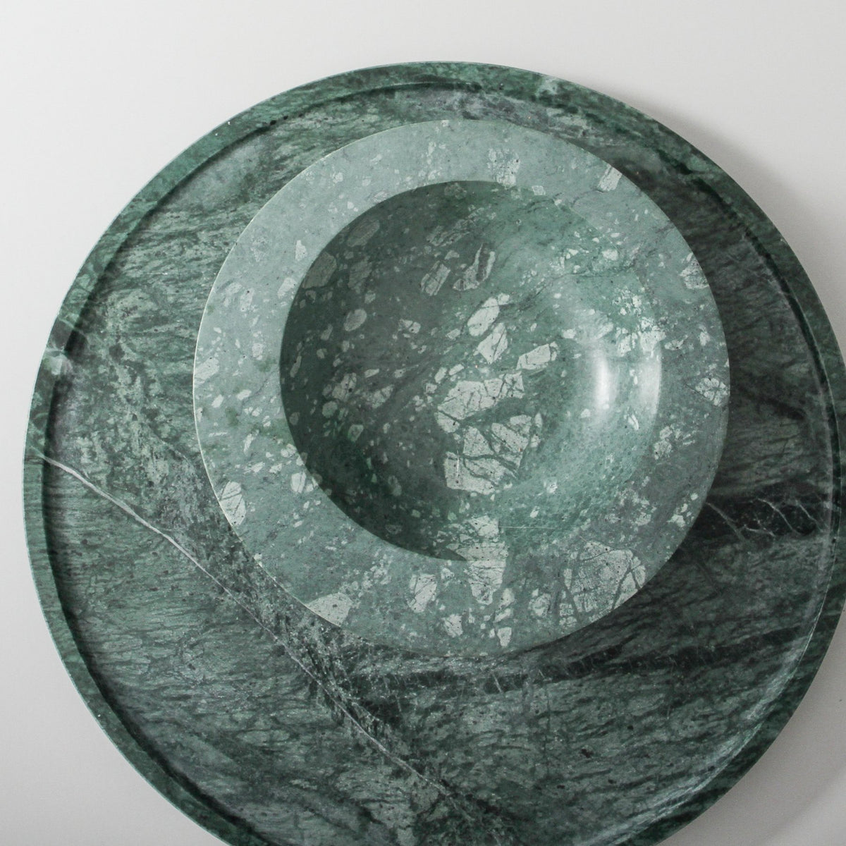 Axis Marble Bowl &amp; Platter Set - Green Marble
